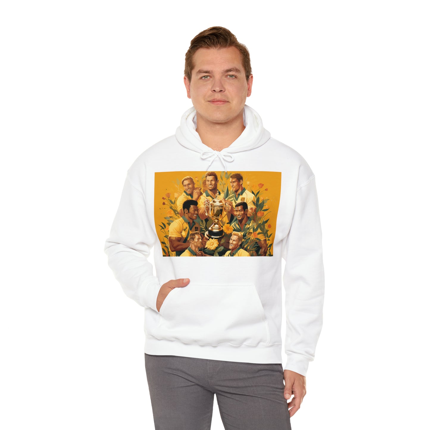 Australia celebrating with RWC - light hoodies