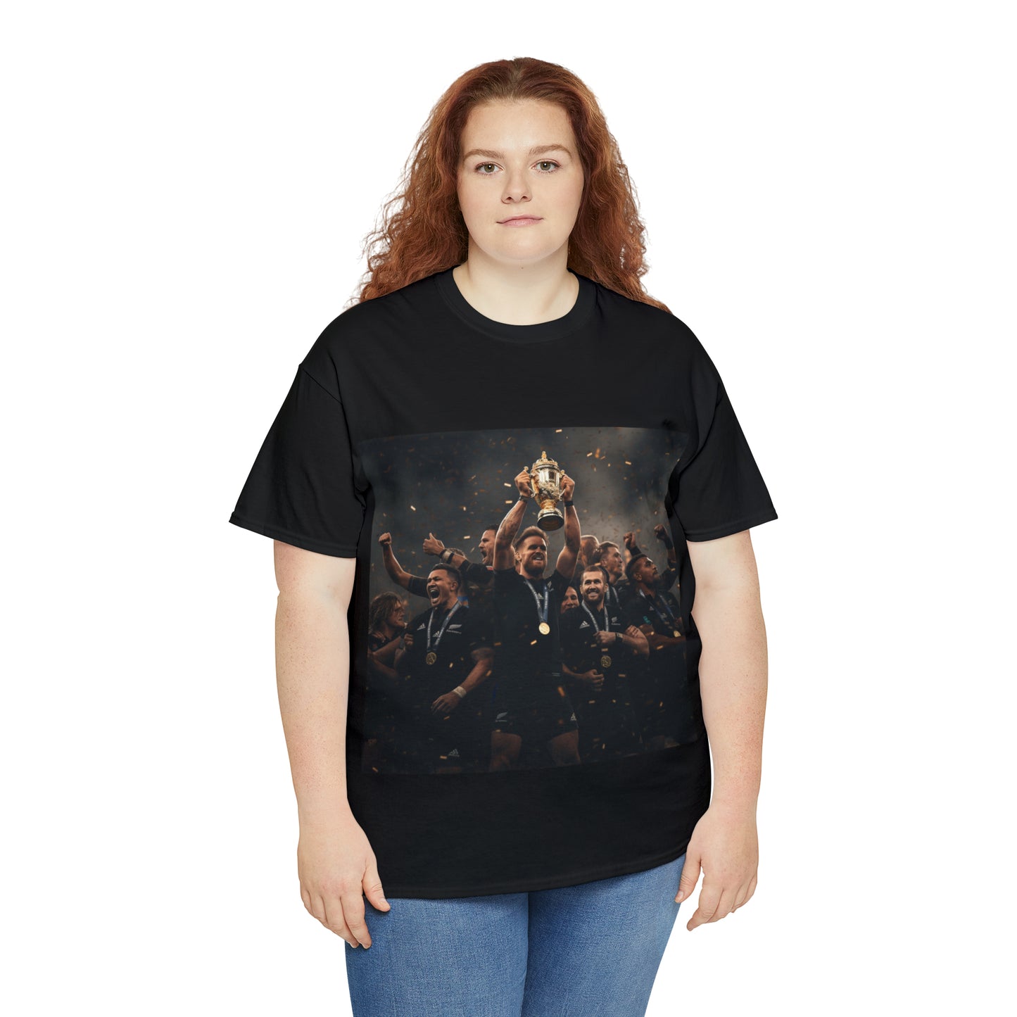 All Blacks lifting World Cup - black shirt