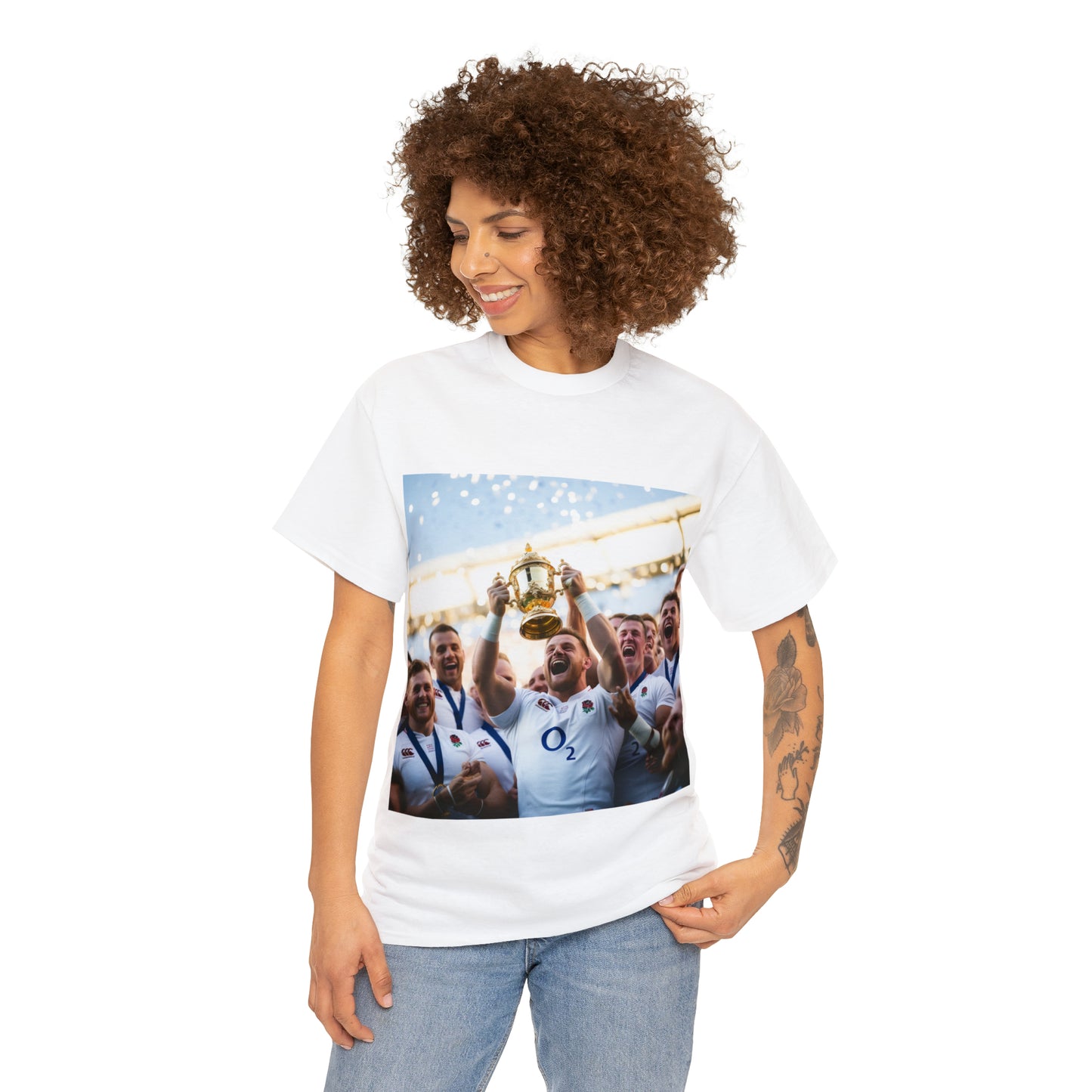 England lifting Web Ellis Cup - light shirts