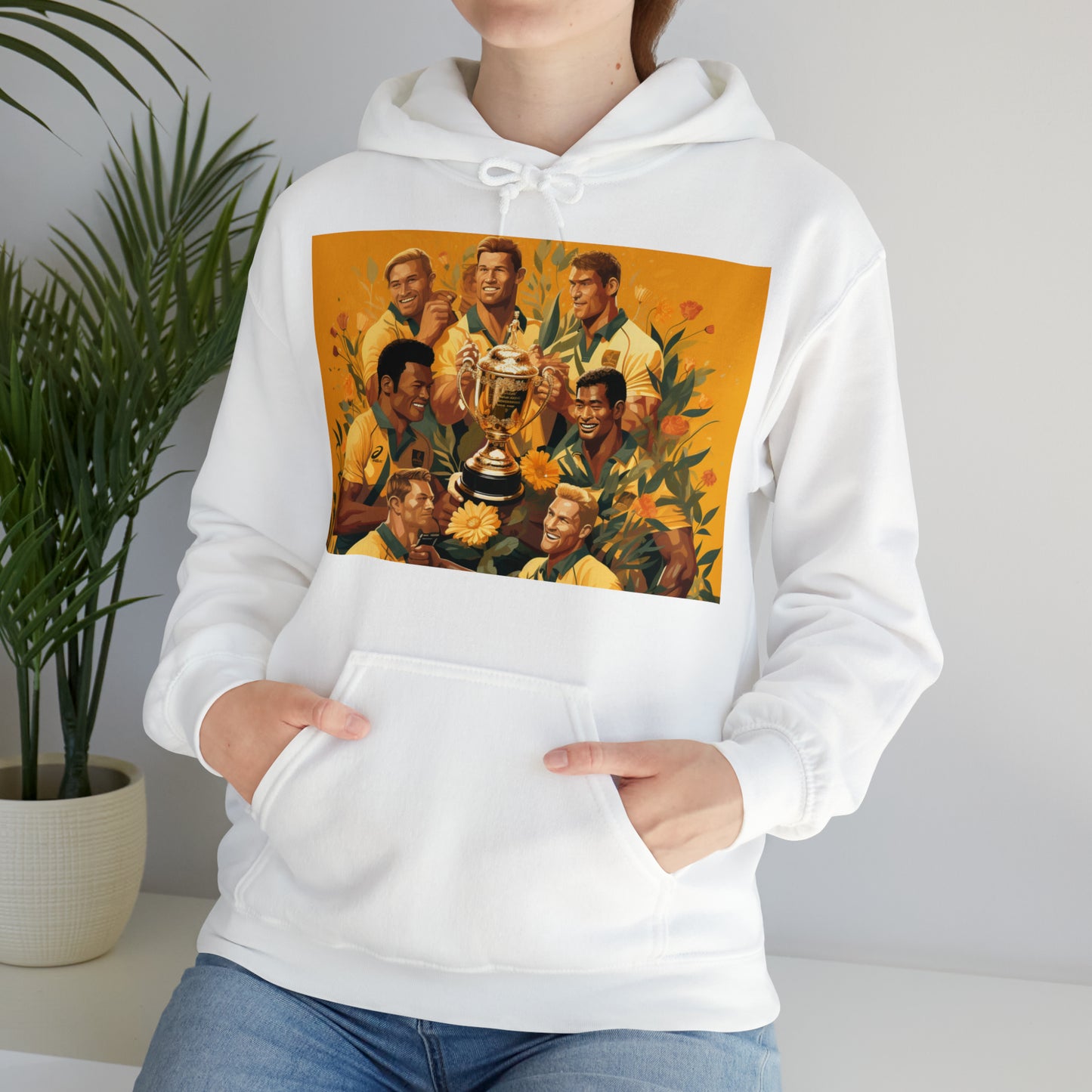 Australia celebrating with RWC - light hoodies