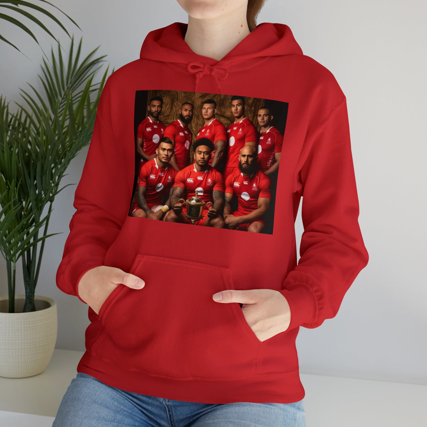Tonga RWC photoshoot - dark hoodies