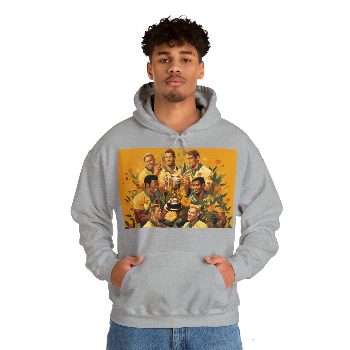 Australia celebrating with RWC - light hoodies