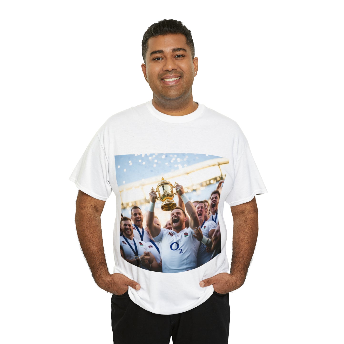 England lifting Web Ellis Cup - light shirts