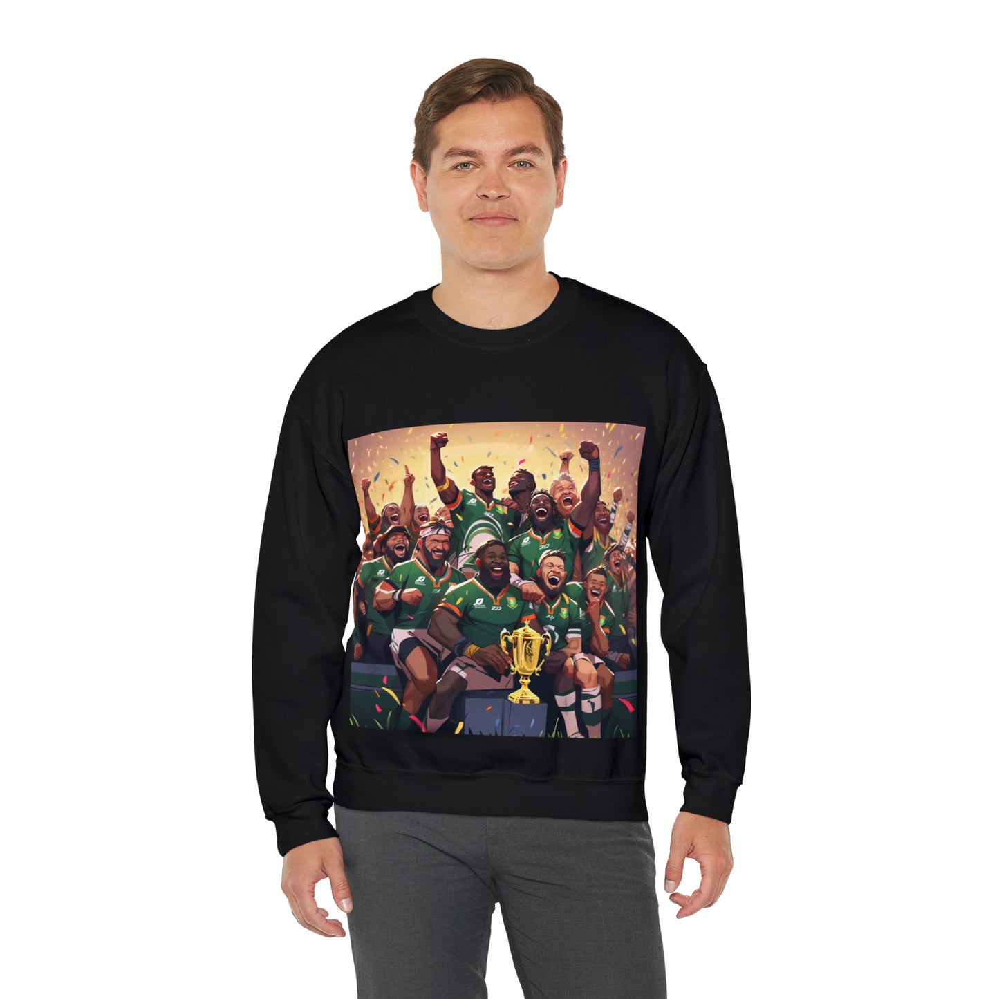Springboks Celebrating with RWC - black sweatshirt