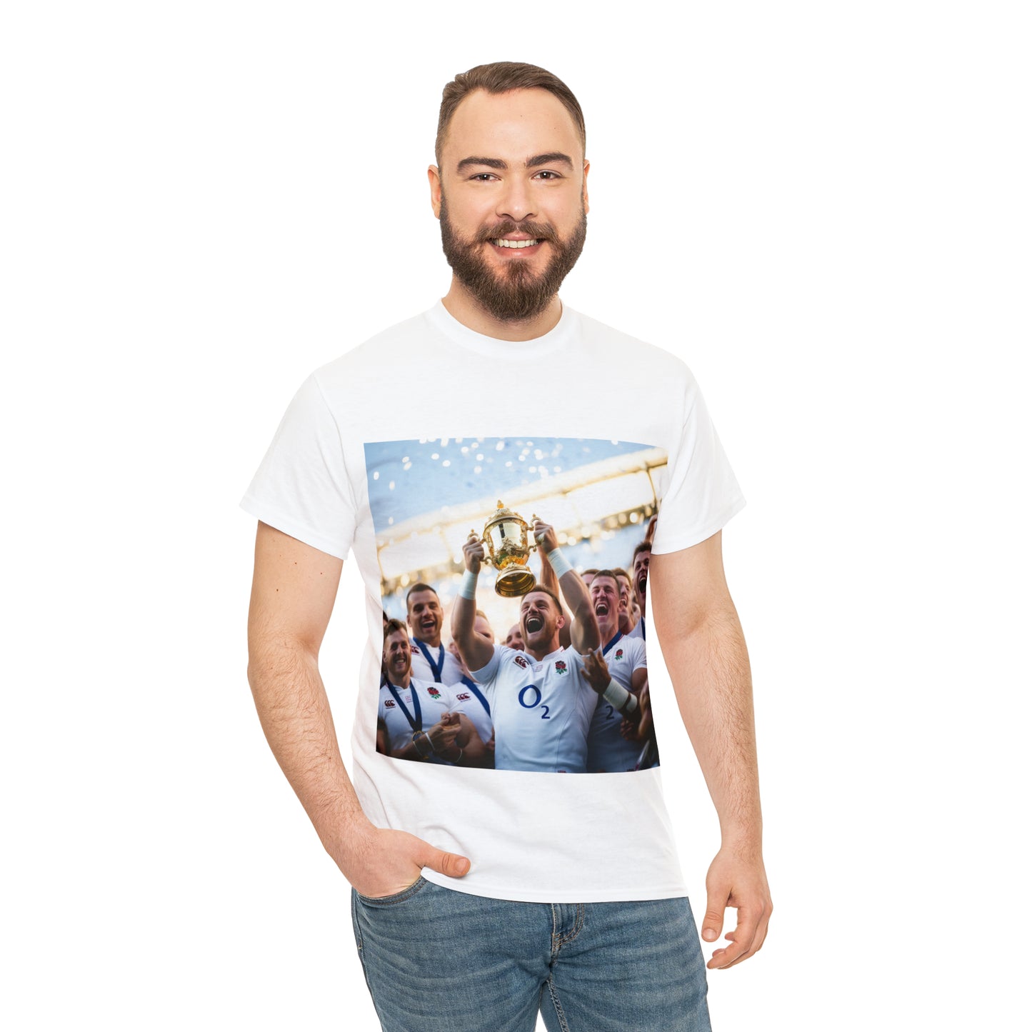 England lifting Web Ellis Cup - light shirts