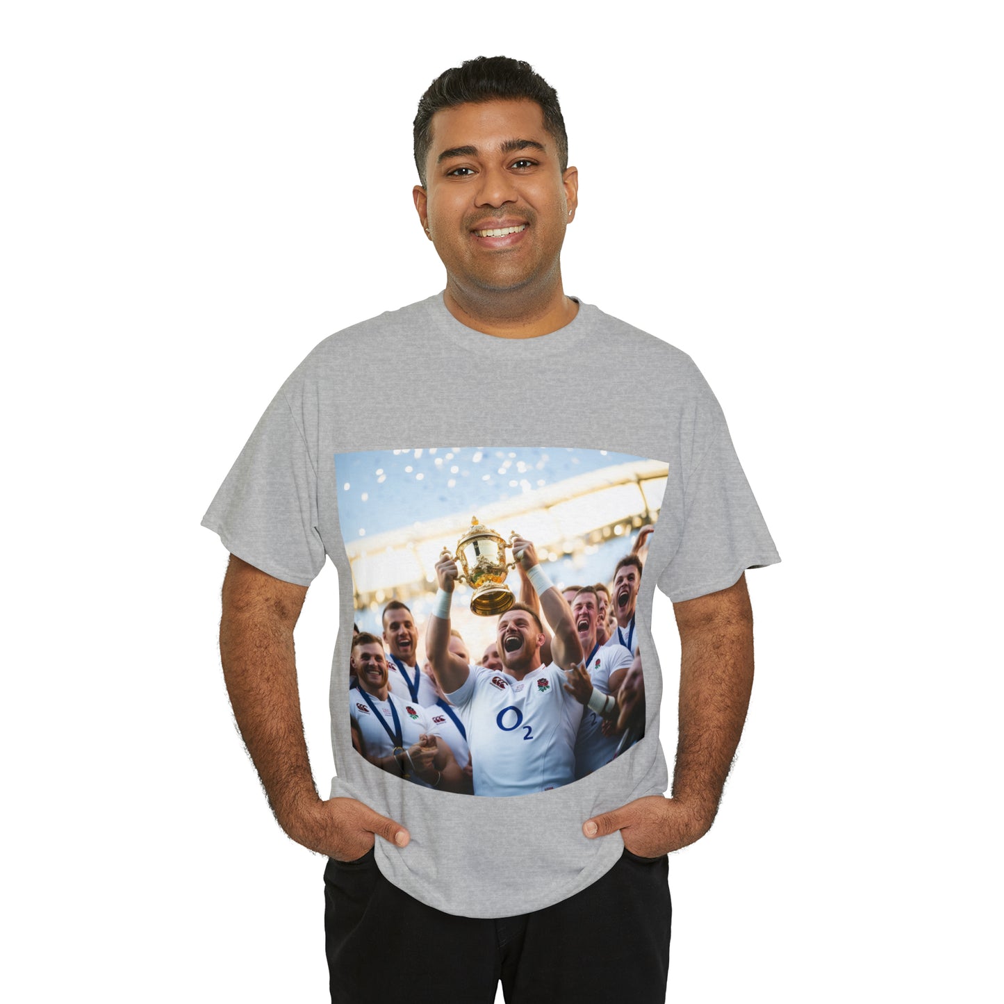 England lifting Web Ellis Cup - light shirts