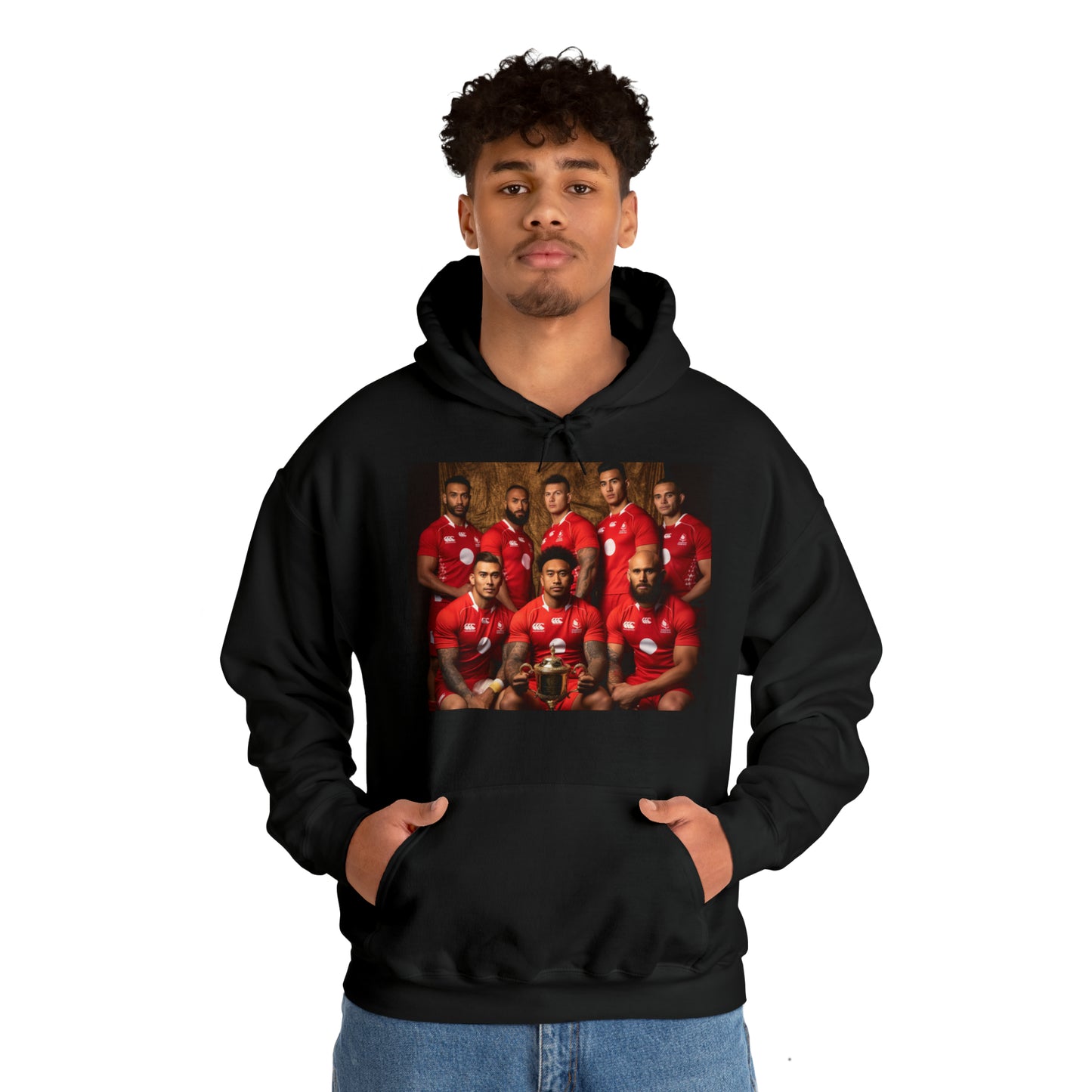 Tonga RWC photoshoot - dark hoodies