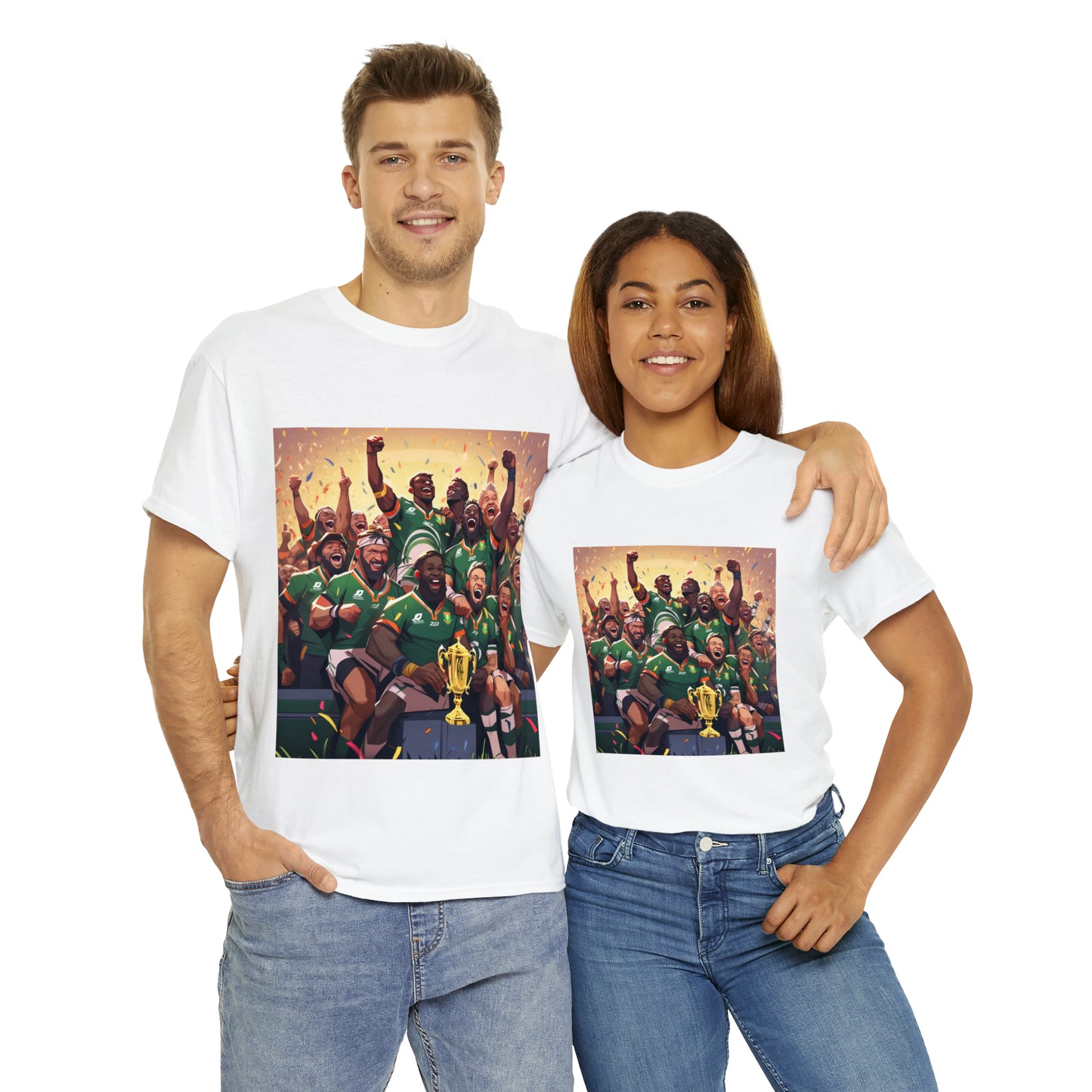 Springboks Celebrating with RWC - light shirts