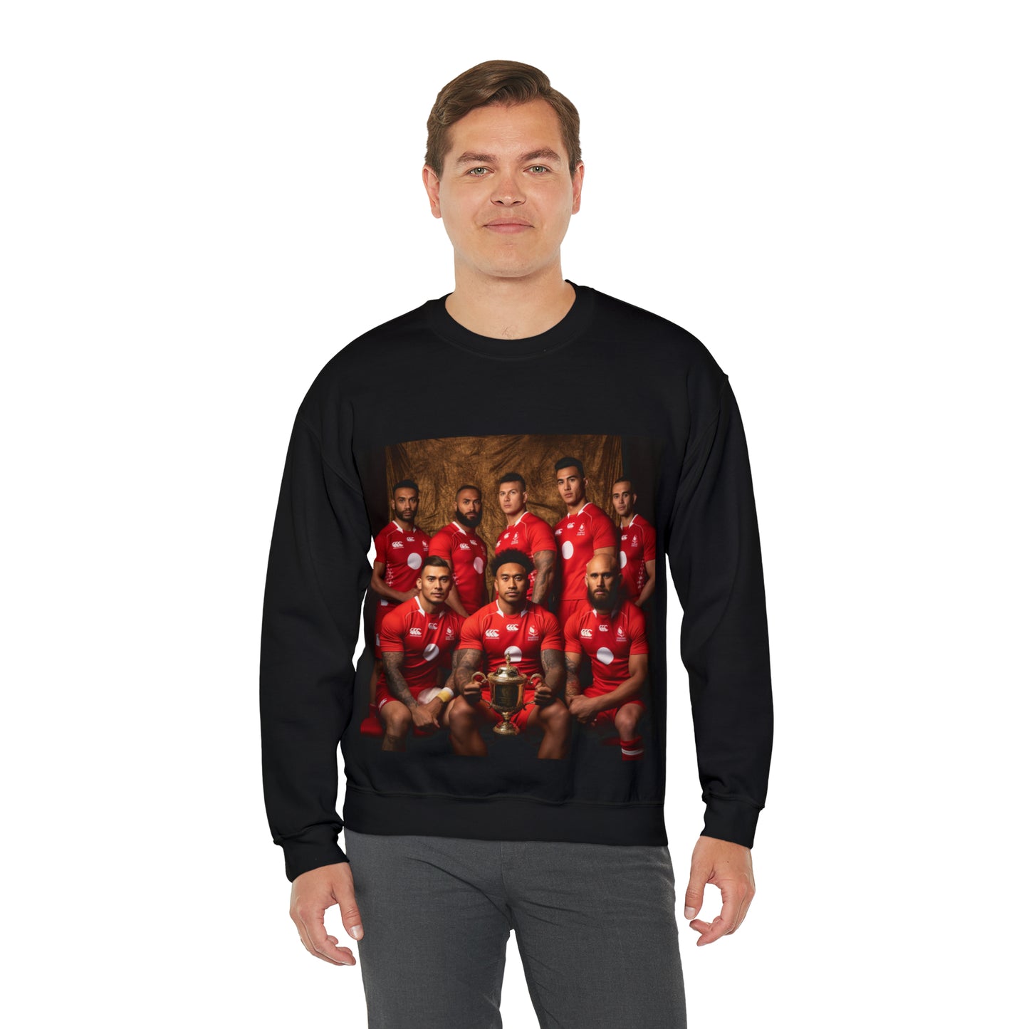 Tonga RWC photoshoot - black sweatshirt