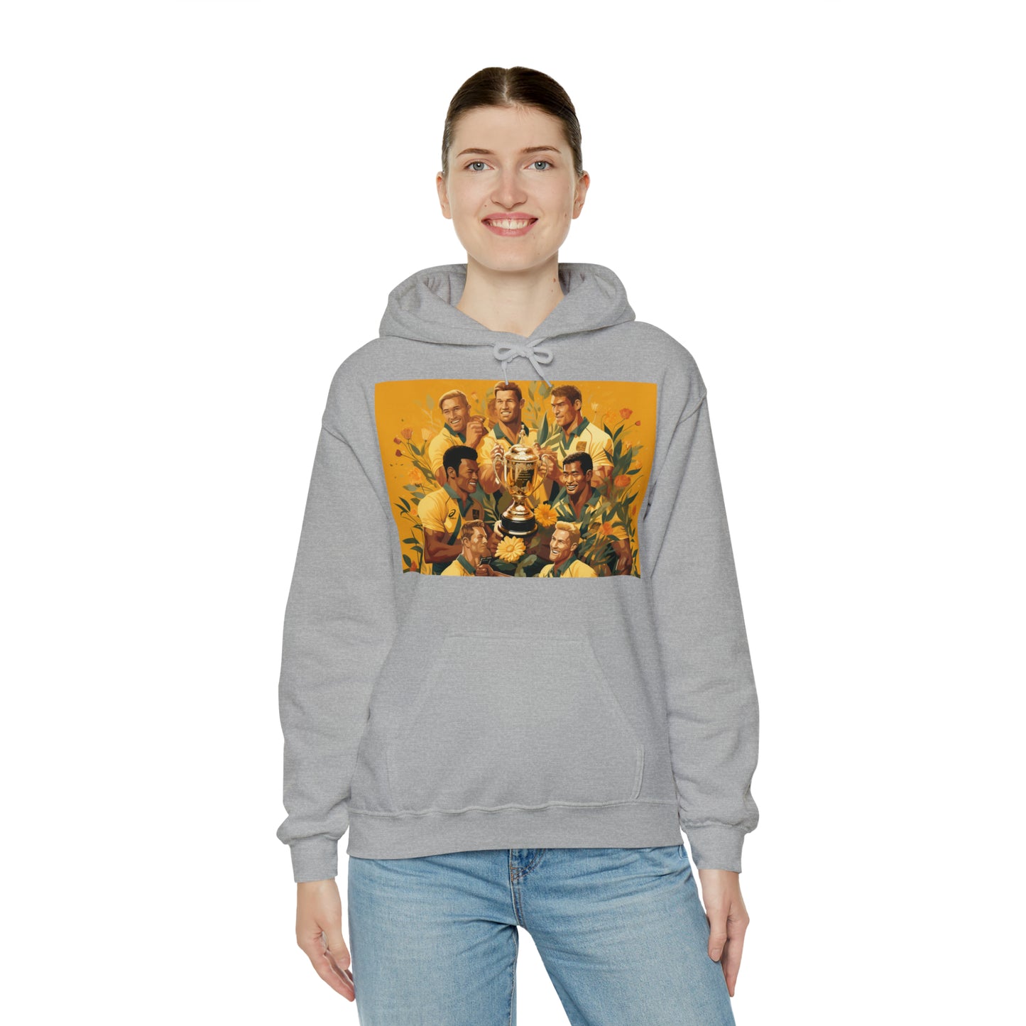 Australia celebrating with RWC - light hoodies