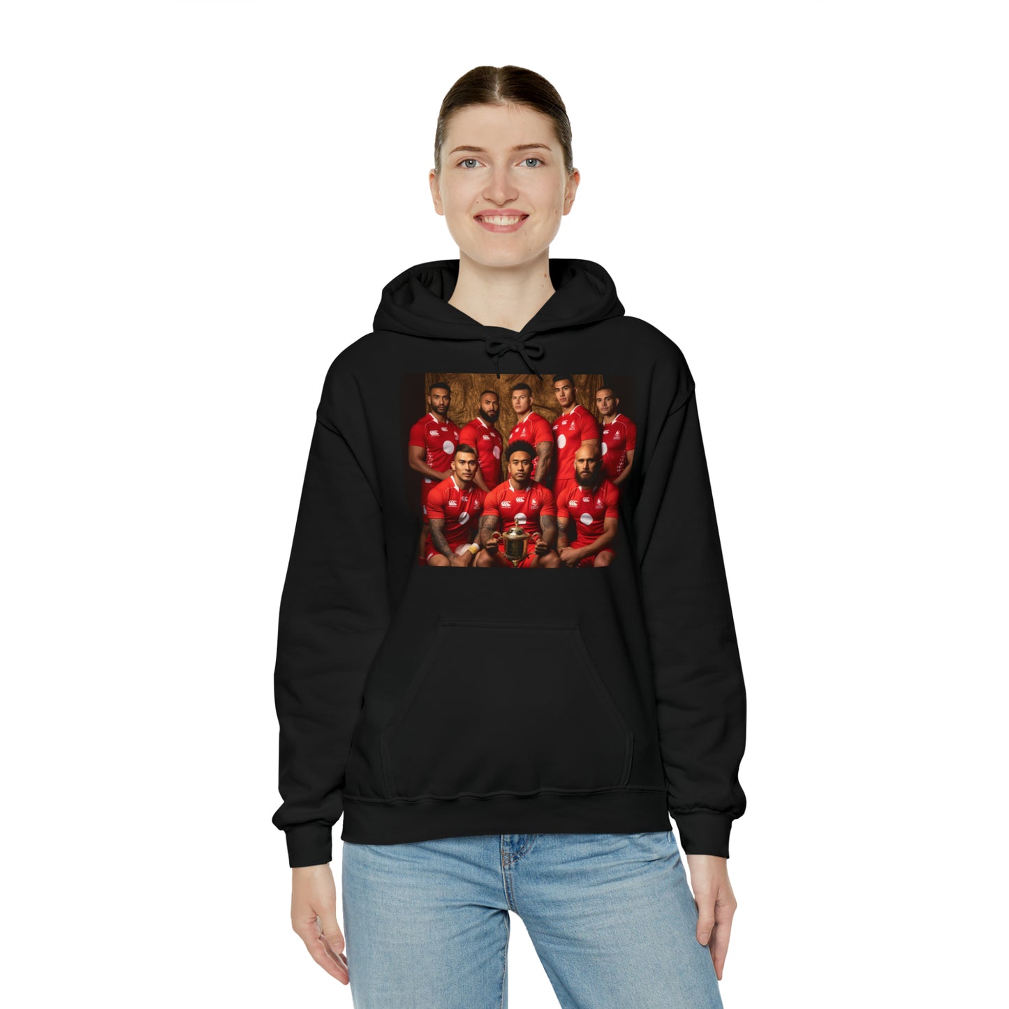 Tonga RWC photoshoot - dark hoodies