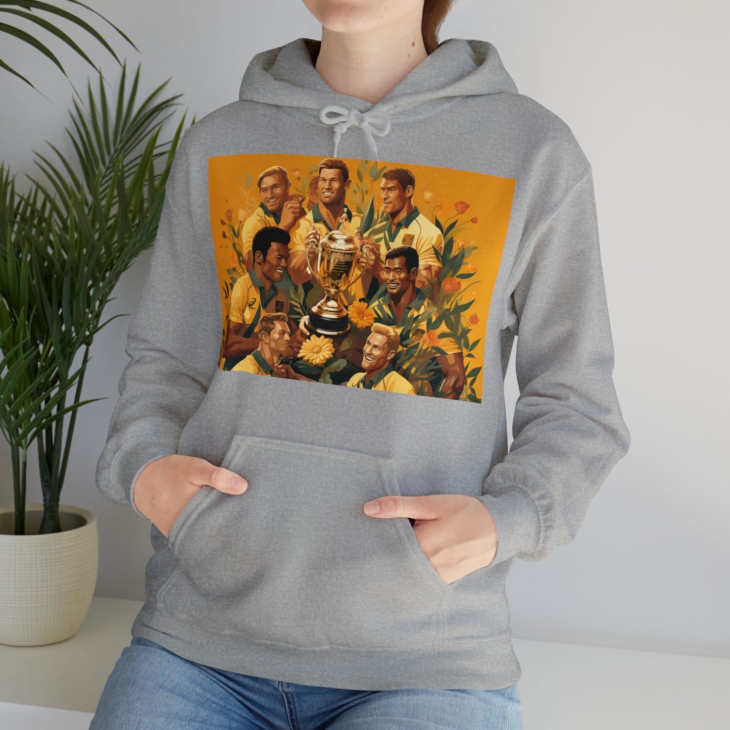 Australia celebrating with RWC - light hoodies