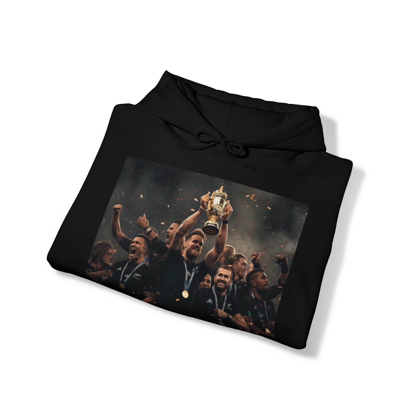 All Blacks lifting World Cup - black hoodie