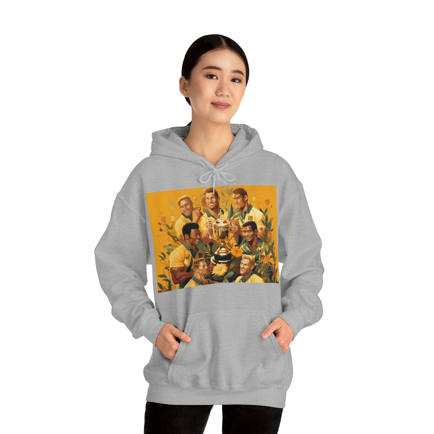 Australia celebrating with RWC - light hoodies