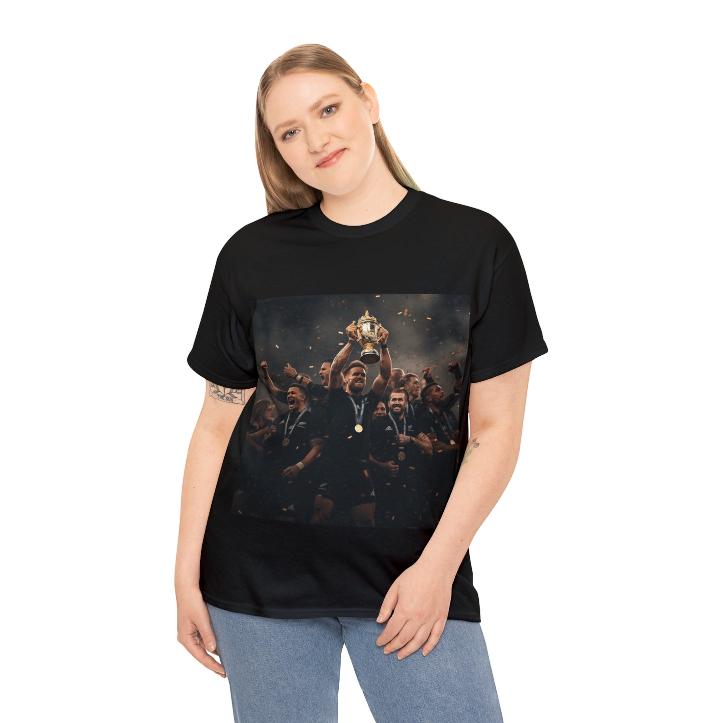 All Blacks lifting World Cup - black shirt