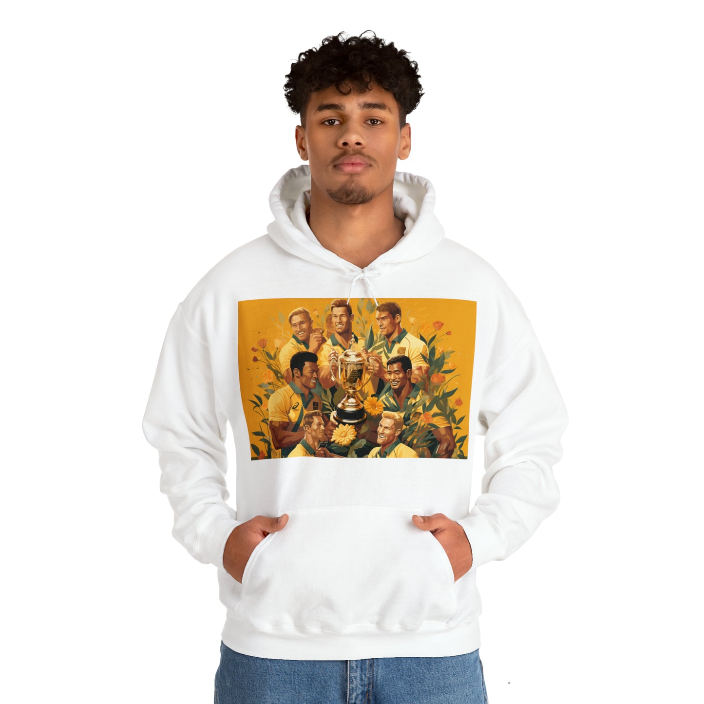 Australia celebrating with RWC - light hoodies