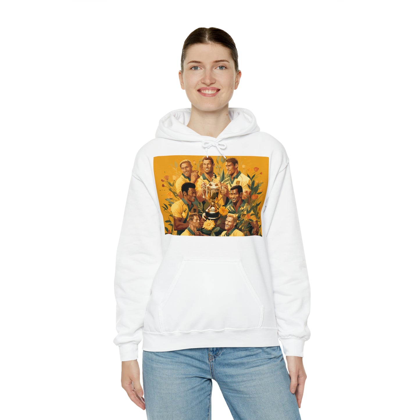 Australia celebrating with RWC - light hoodies