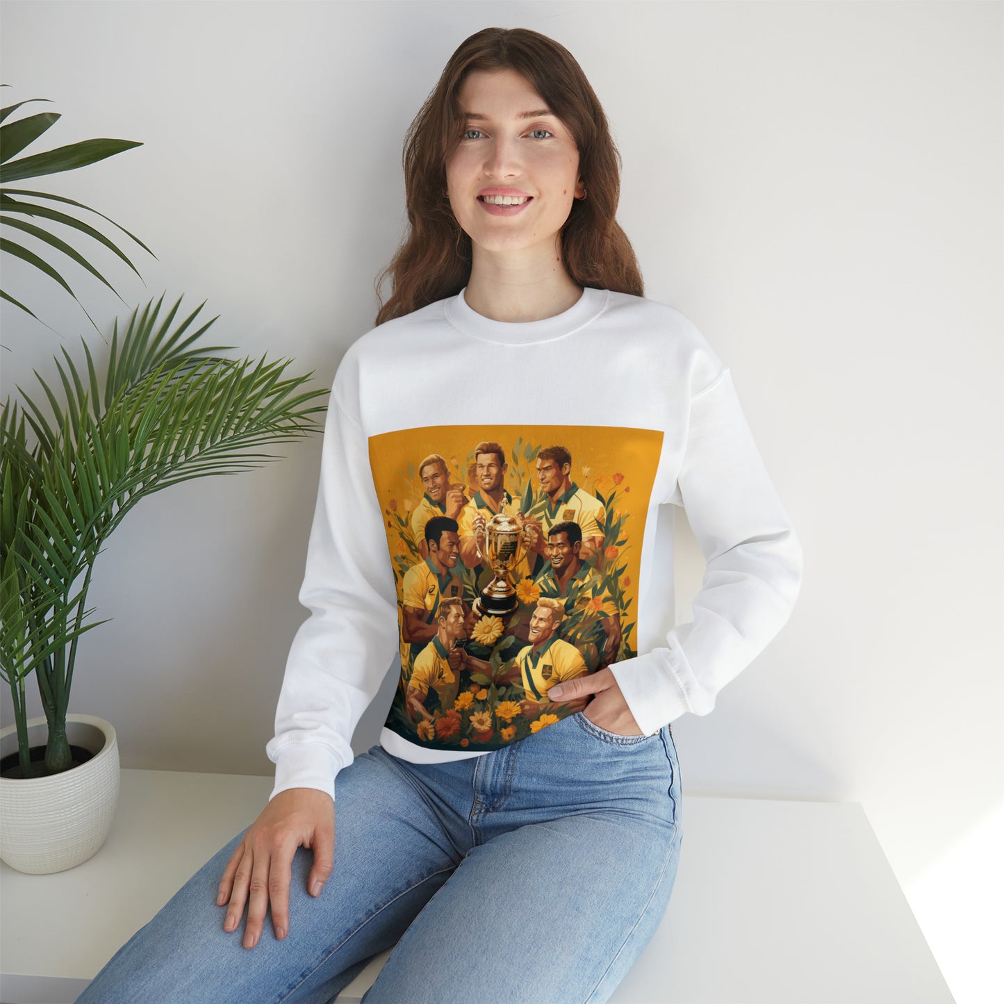 Australia celebrating with RWC - light sweatshirts
