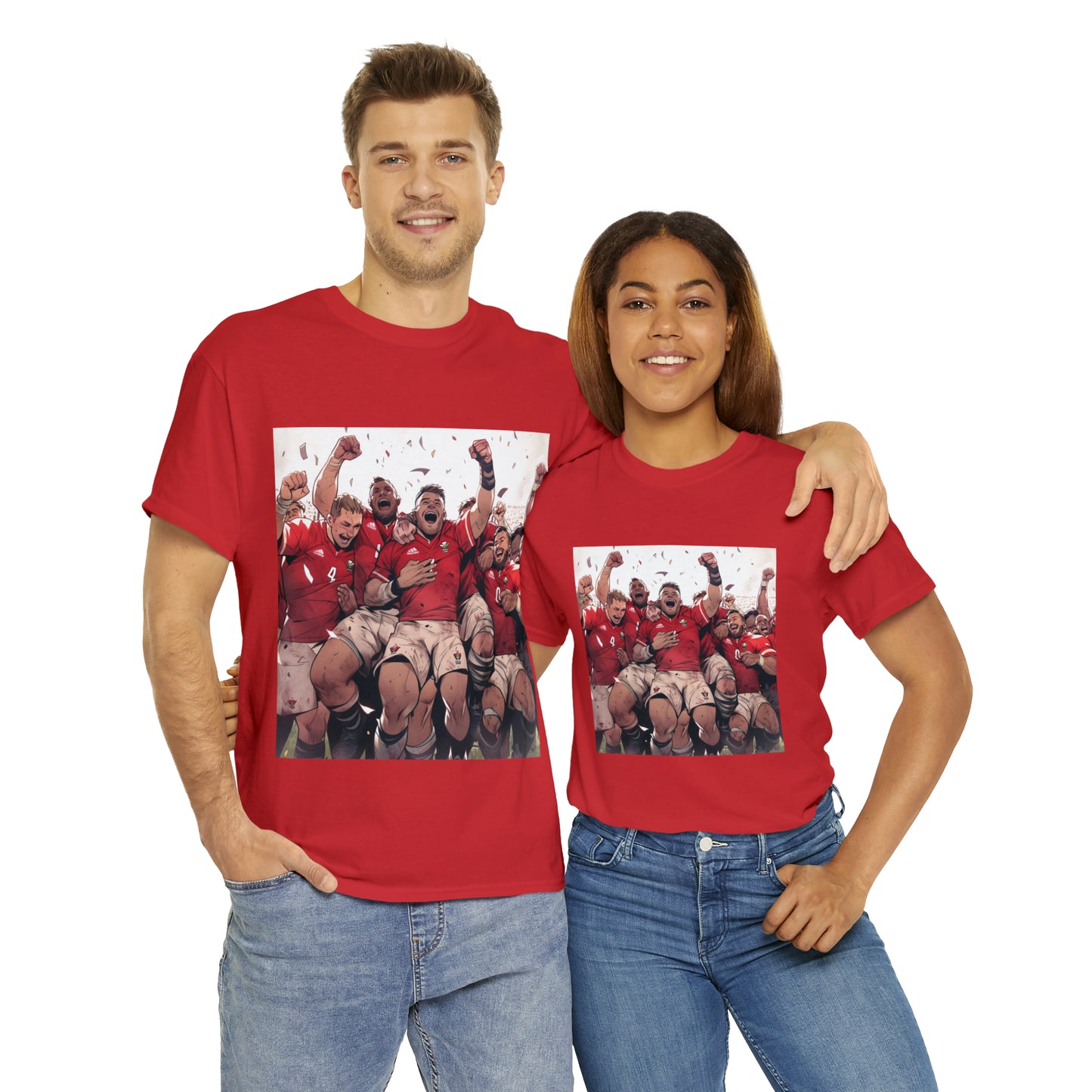 Wales Celebrating - dark shirts