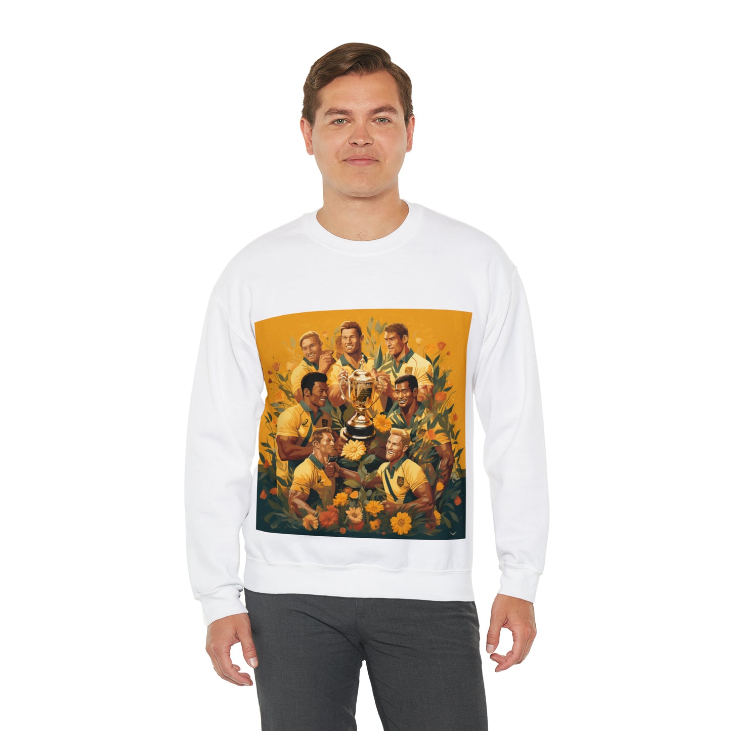 Australia celebrating with RWC - light sweatshirts
