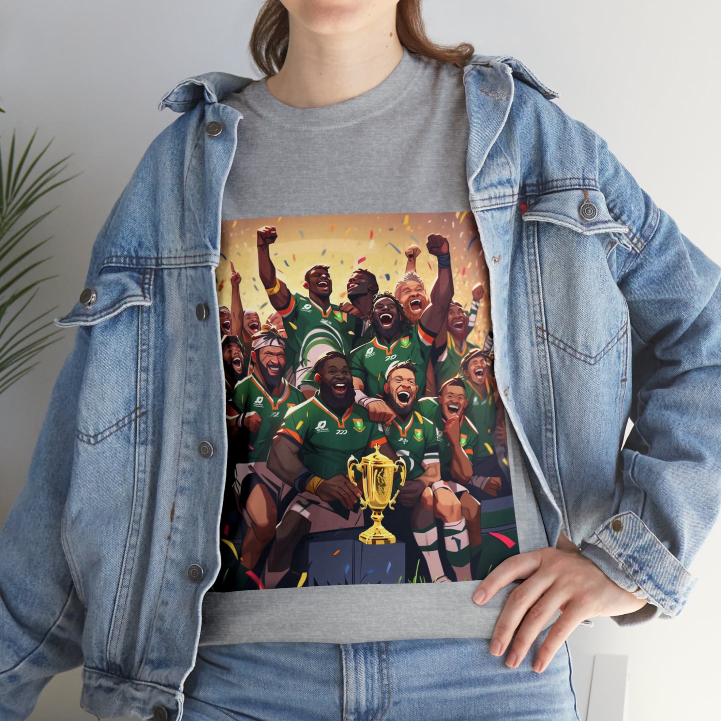 Springboks Celebrating with RWC - light shirts
