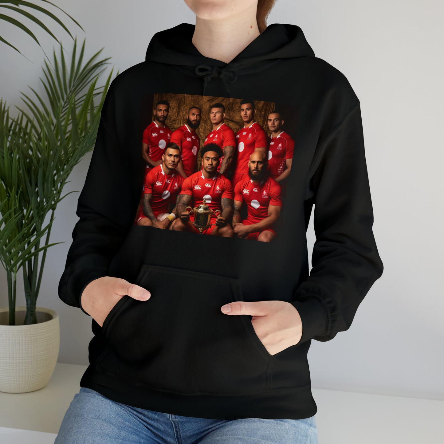 Tonga RWC photoshoot - dark hoodies