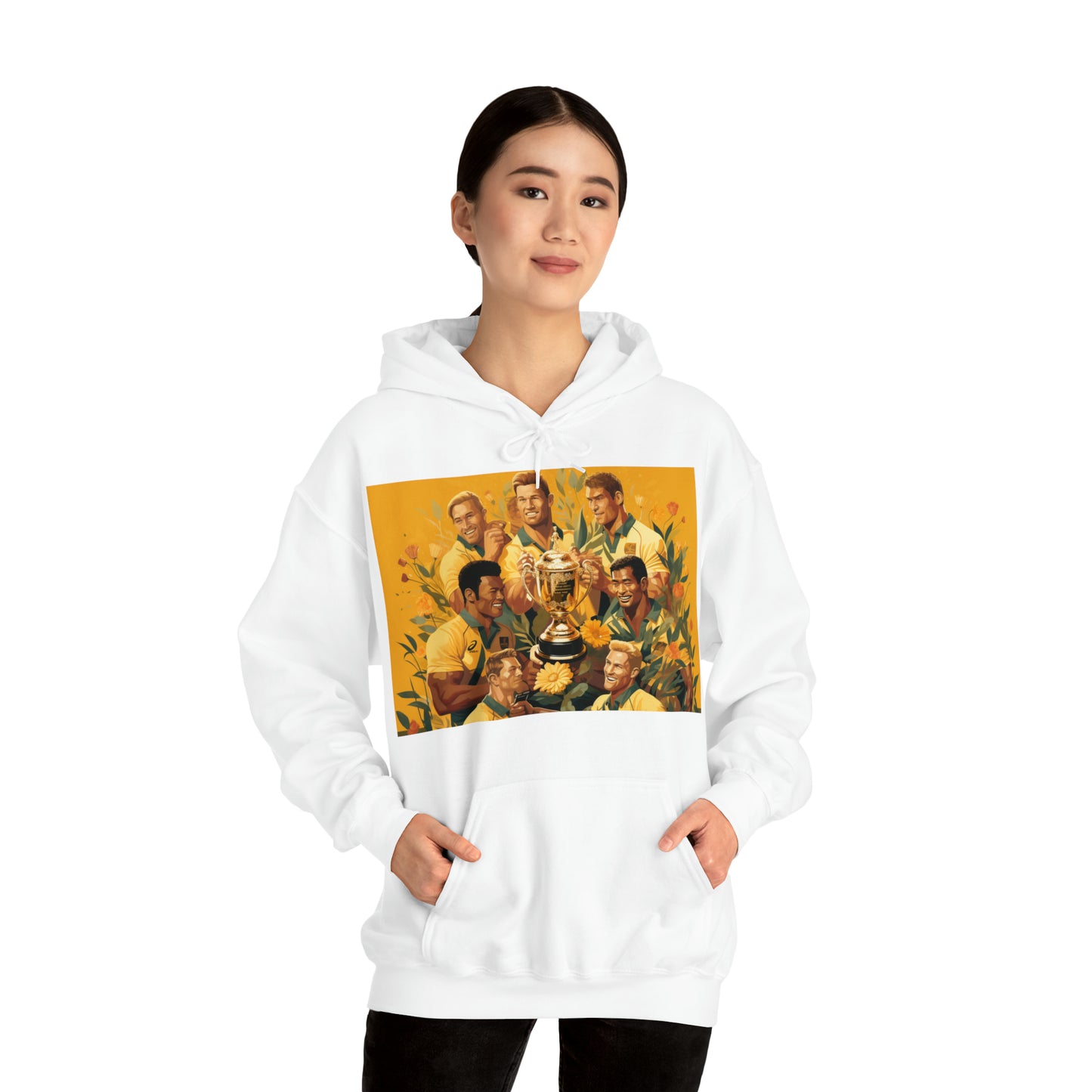 Australia celebrating with RWC - light hoodies