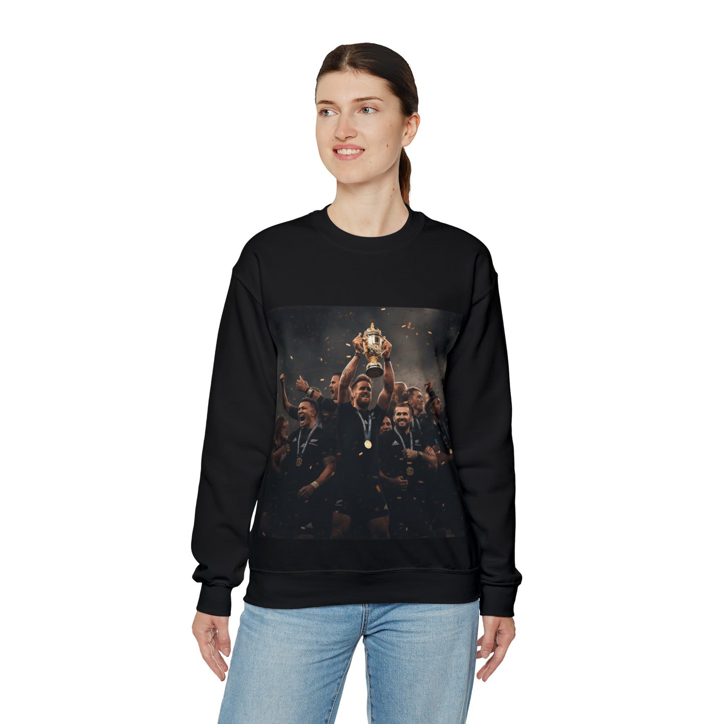 All Blacks lifting World Cup - black sweatshirt