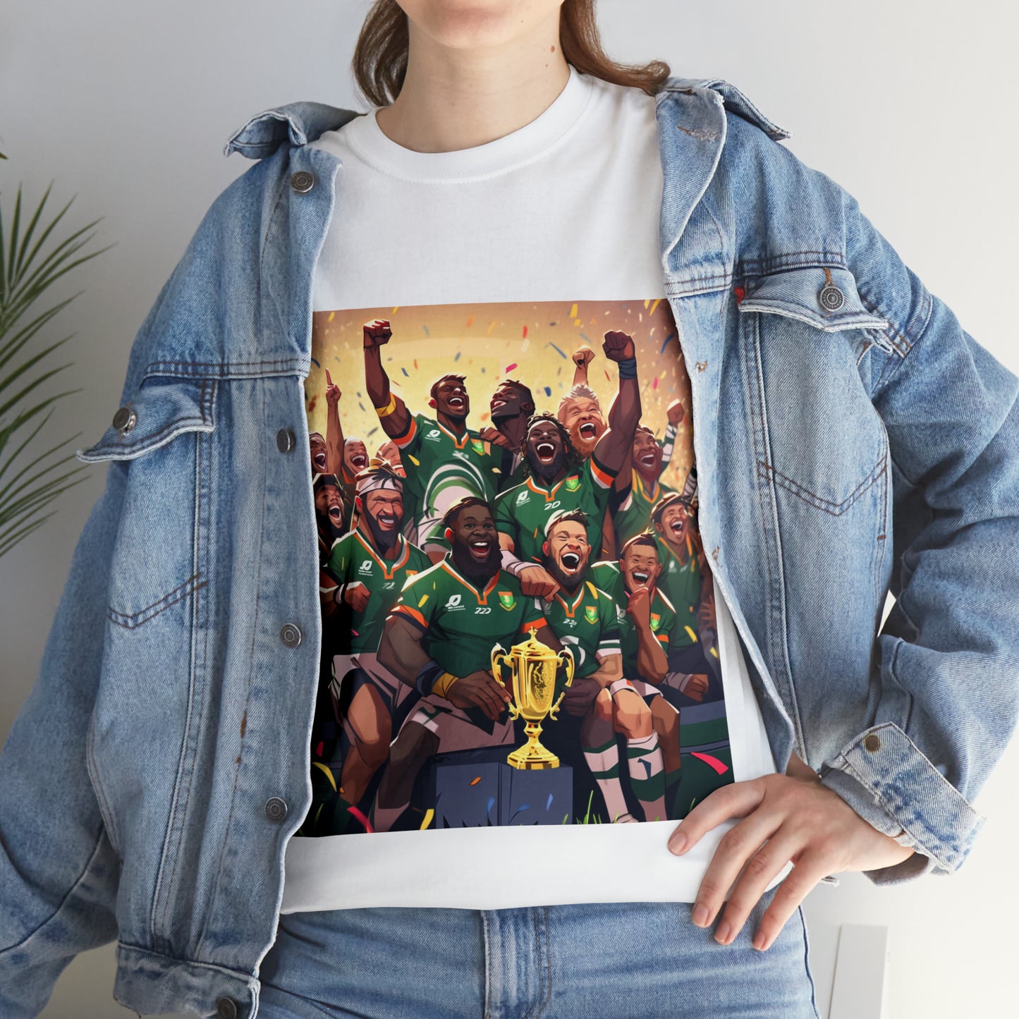Springboks Celebrating with RWC - light shirts