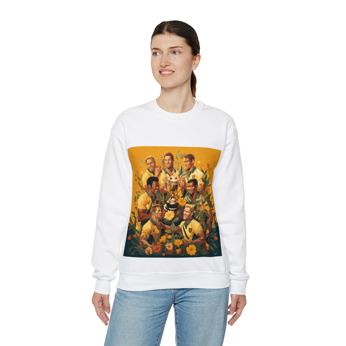 Australia celebrating with RWC - light sweatshirts
