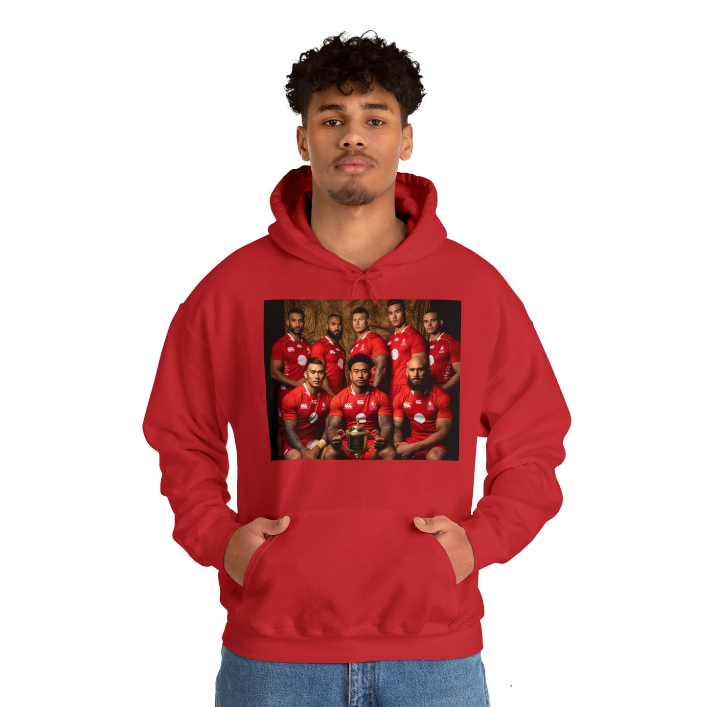 Tonga RWC photoshoot - dark hoodies