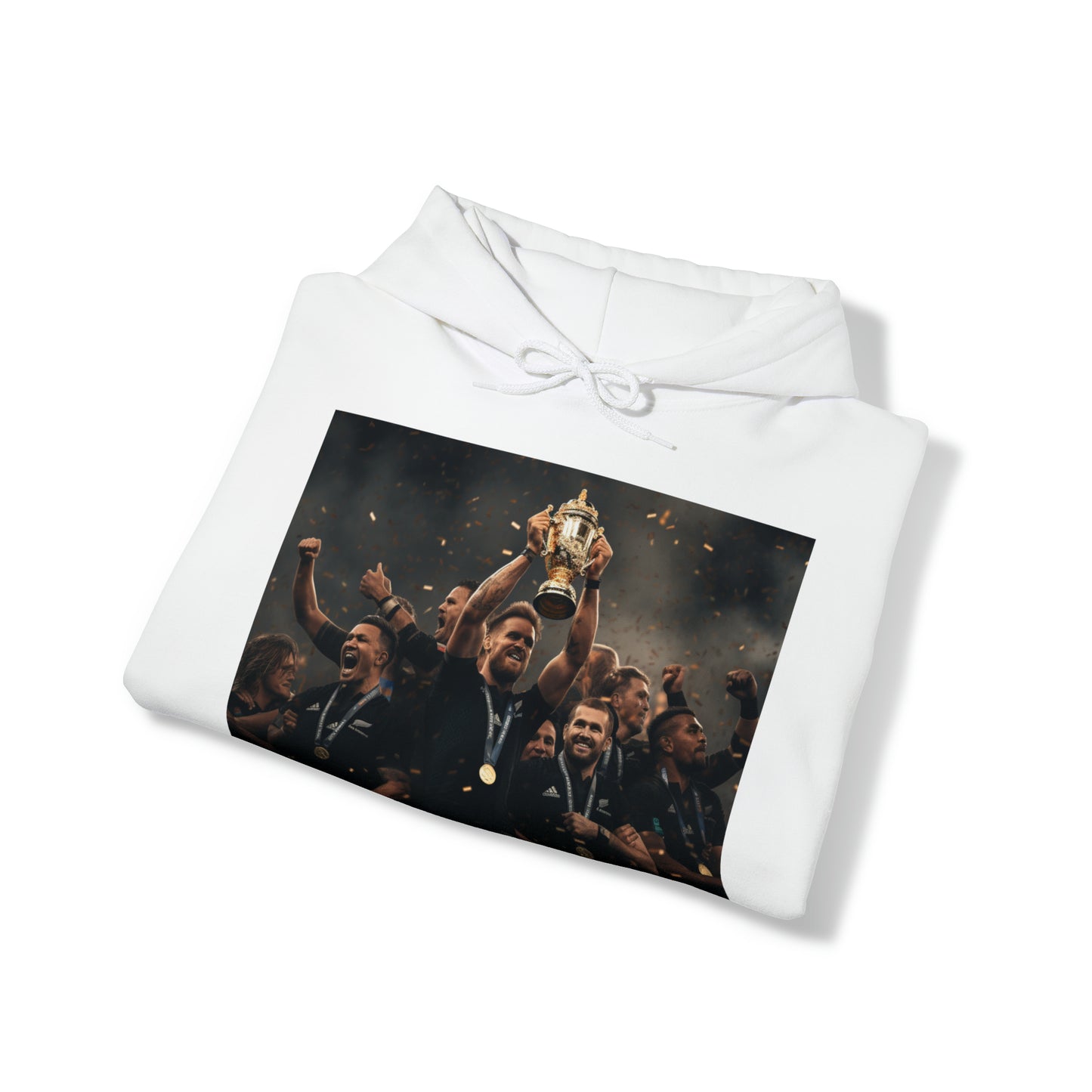 All Blacks lifting World Cup - light hoodies