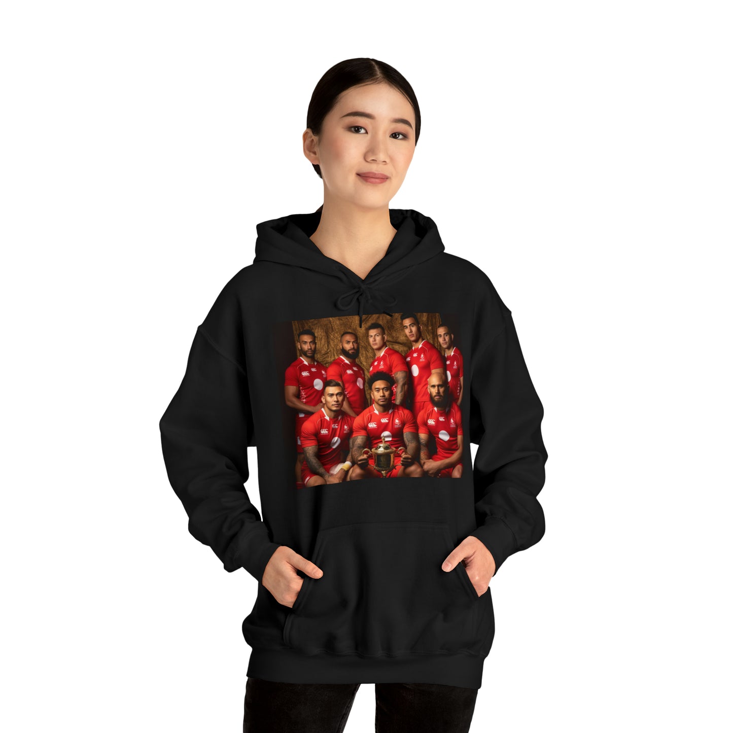 Tonga RWC photoshoot - dark hoodies