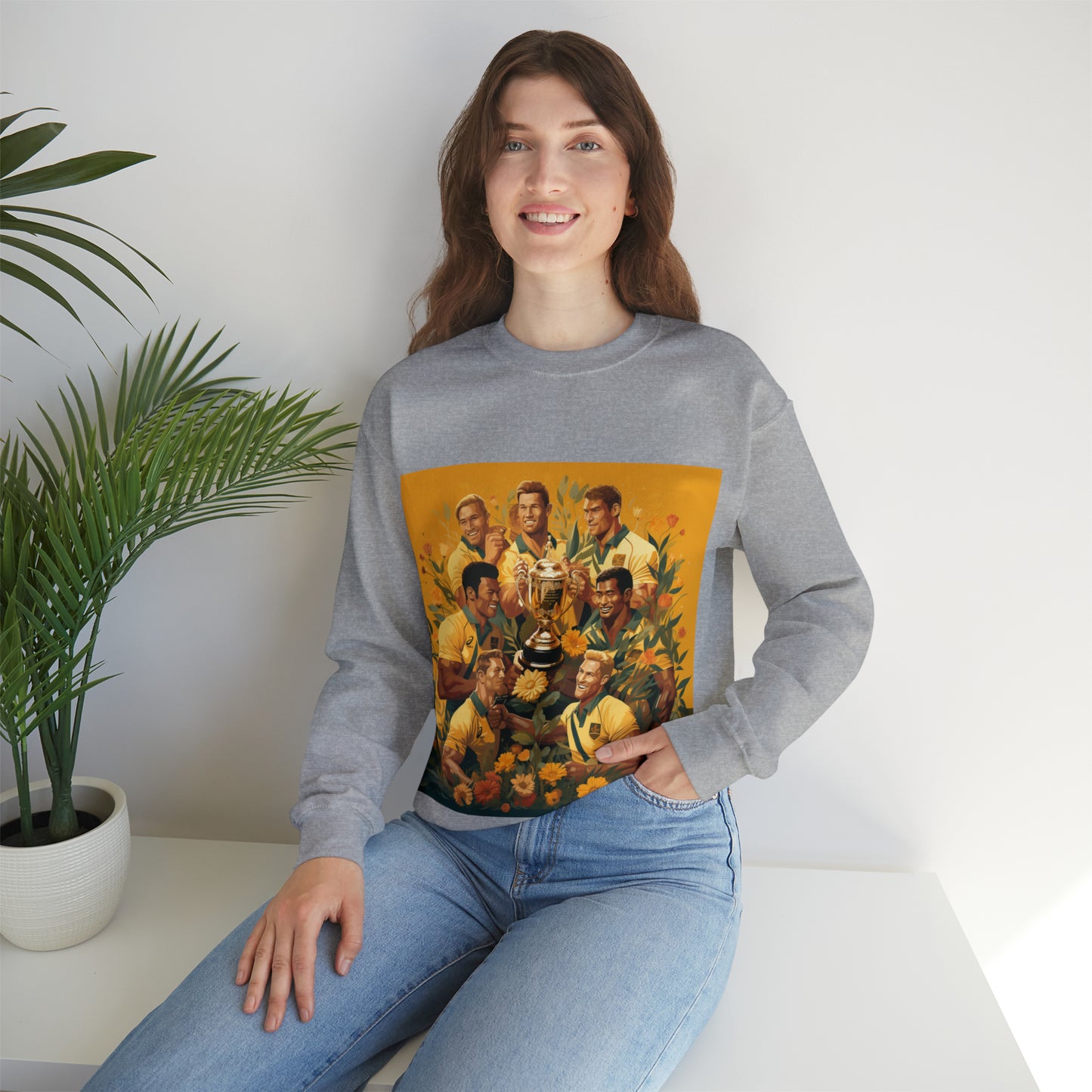 Australia celebrating with RWC - light sweatshirts