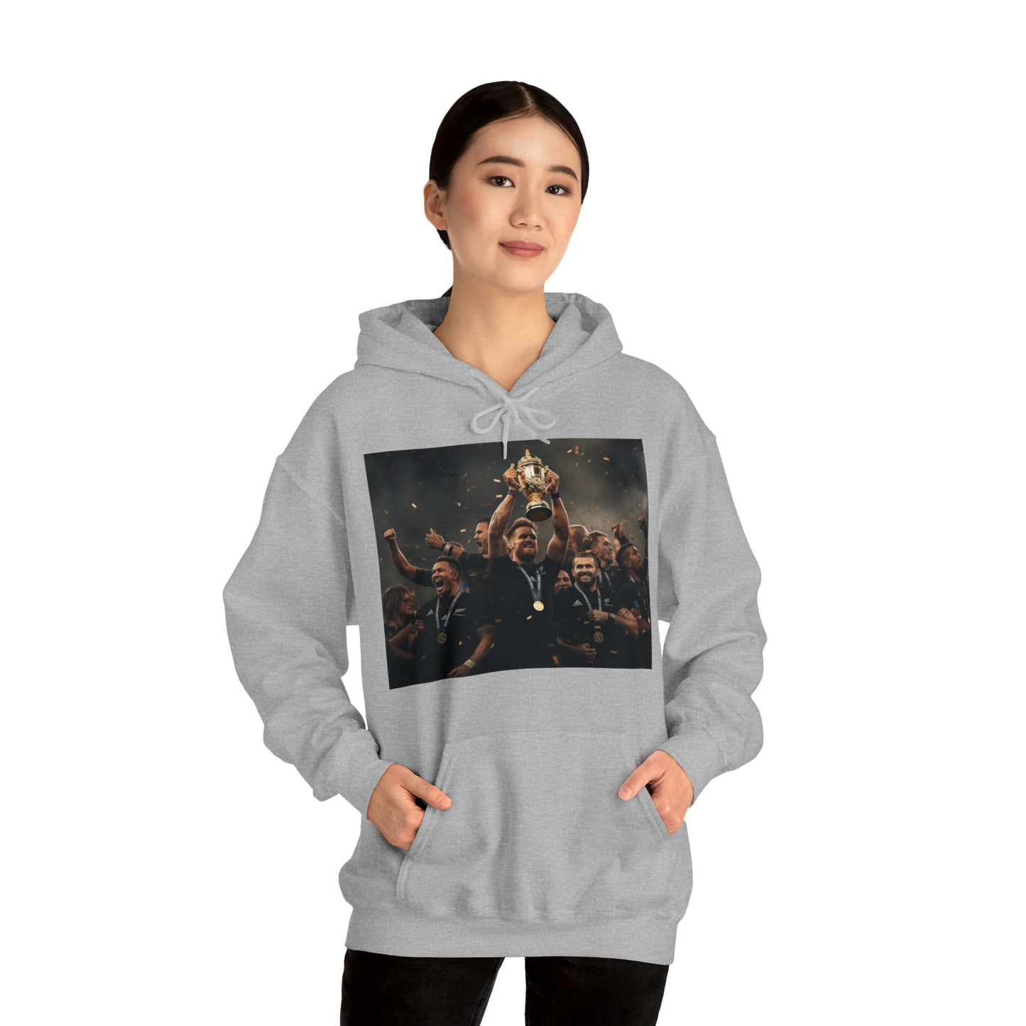 All Blacks lifting World Cup - light hoodies