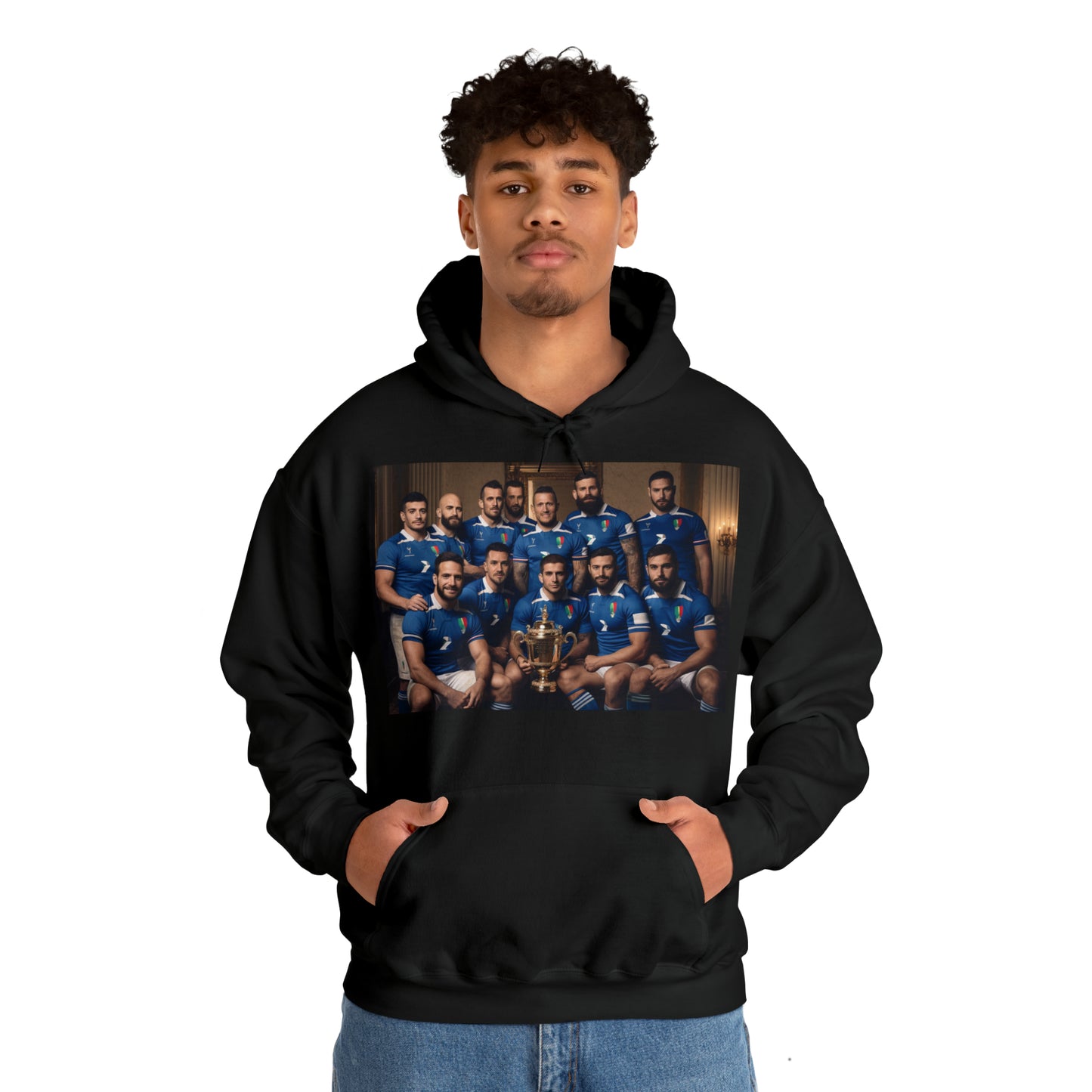 Italy World Cup photoshoot - dark hoodies