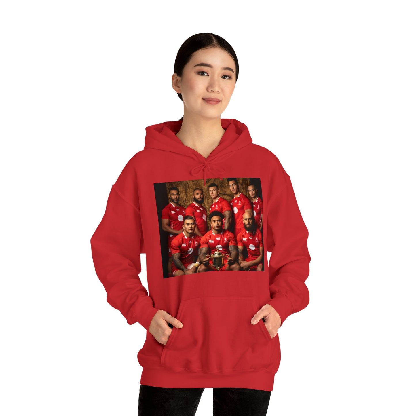 Tonga RWC photoshoot - dark hoodies